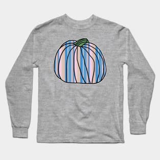 Halloween Horror Pumpkin Light Blue Pink Stripes Long Sleeve T-Shirt